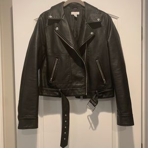 Faux leather moto jacket